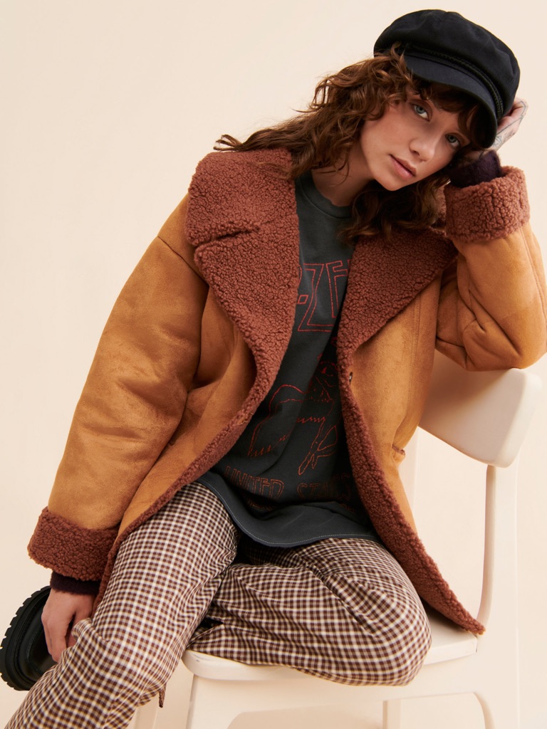 Free People Diogo Faux Suede And Faux Shearling Jacket